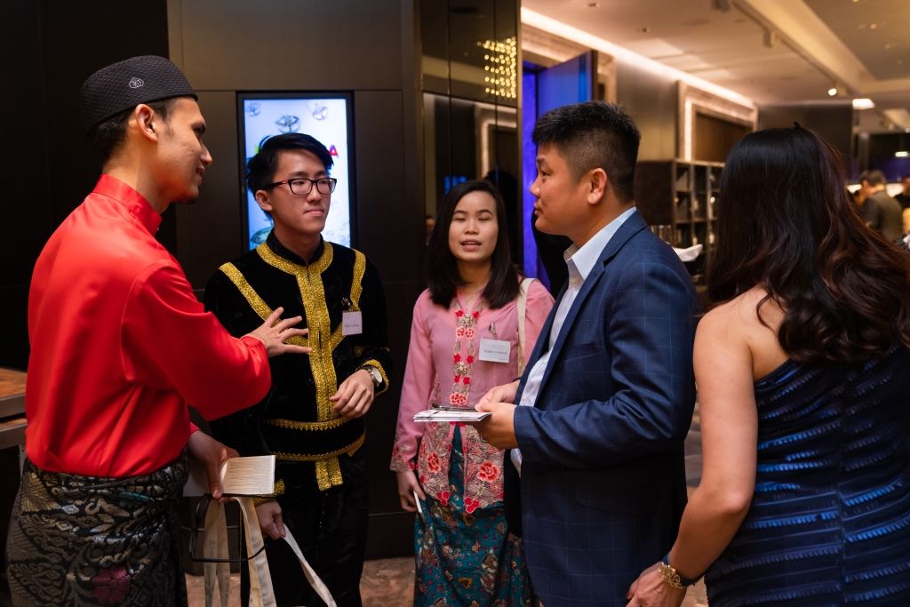 Guests in Malaysian traditional dress at the Merdeka Ball 2019 cocktail reception